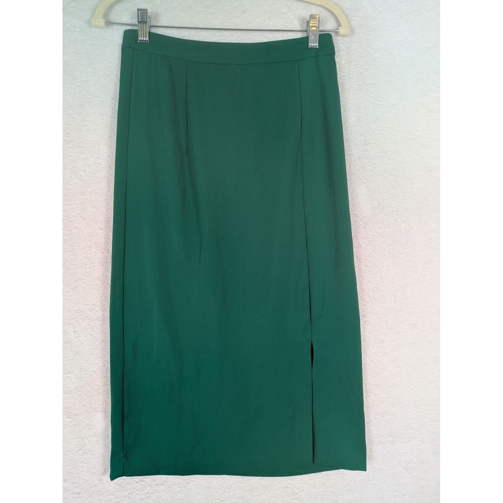Sweet Salt Midi Skirt Women's XXS Green Side Slit Pencil Career Spandex Lined